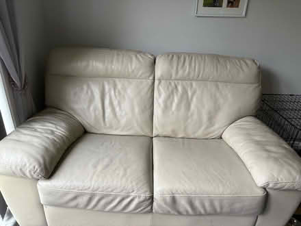 Photo of free Cream leather sofa (Barrhead G78) #2