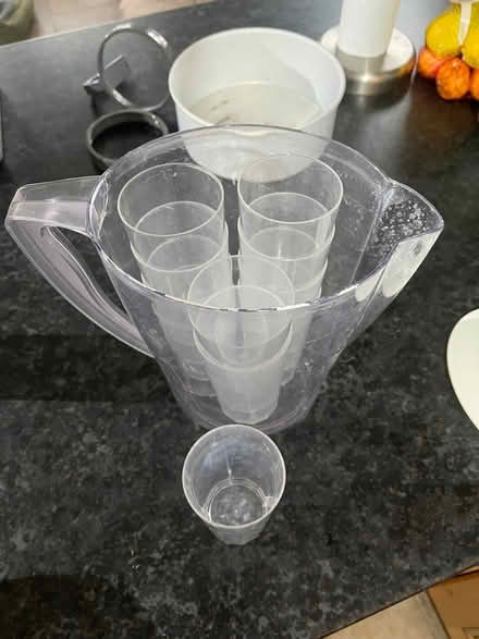 Photo of free Old filter jug and 11 plastic glasses (Presteigne LD8) #2