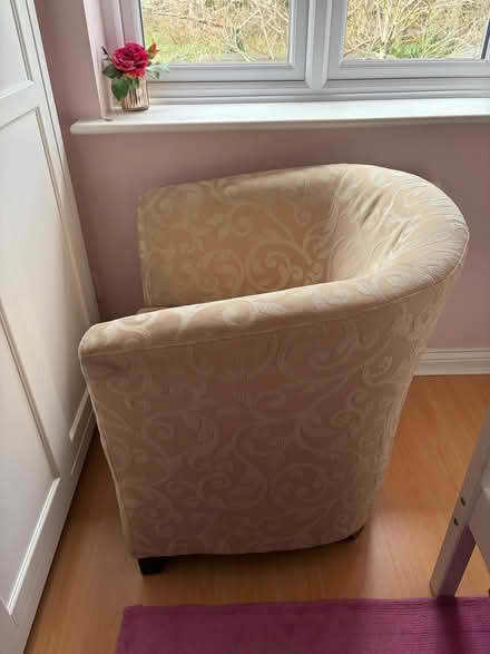 Photo of free Beige chenille tub chair (Rooksdown RG24) #3