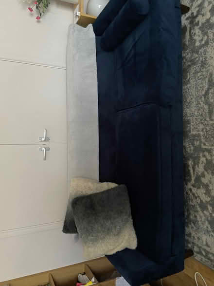 Photo of free Blue velvet/velour fabric sofa (Coleridge Ward CB1) #2