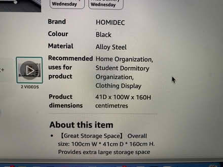 Photo of free clothes rail (Teddington TW11) #3