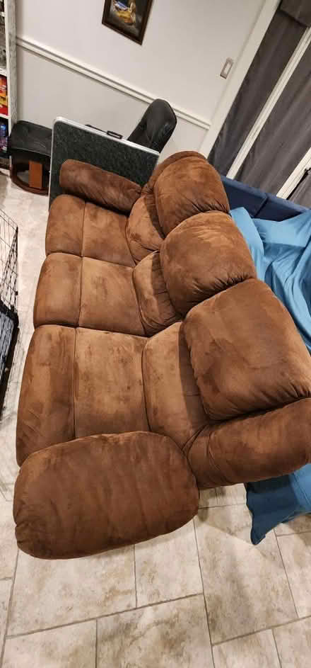 Photo of free Brown reclining sofa (Bartlett downtown) #1