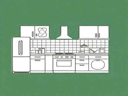 Photo of complete kitchen unit set with wall, base units and worktop (Thornhill Lees WF12) #1