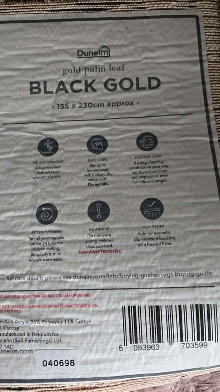 Photo of free Black and gold rug (Lechlade GL7) #3