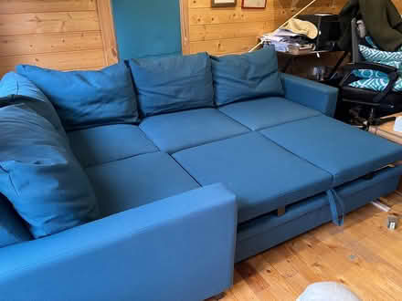 Photo of free Teal Fabric left sided corner Sofa/ Bed (Knaphill GU21) #2