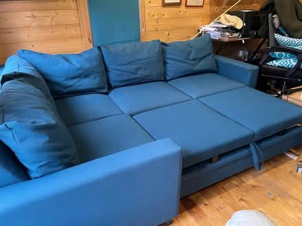 Photo of free Teal Fabric left sided corner Sofa/ Bed (Knaphill GU21) #3