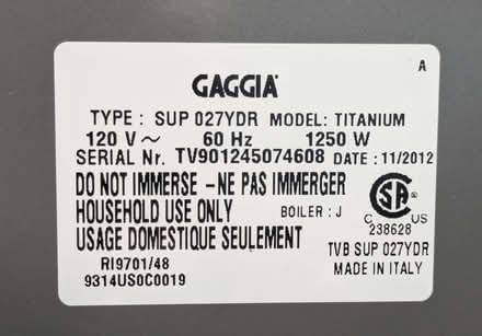 Photo of free Gaggia Espresso Machine (West Kingston) #2