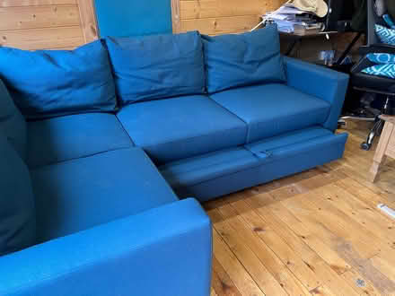 Photo of free Teal Fabric left sided corner Sofa/ Bed (Knaphill GU21) #1
