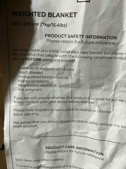 Photo of free 7kg grey weighted blanket (Camberwell SE5) #3