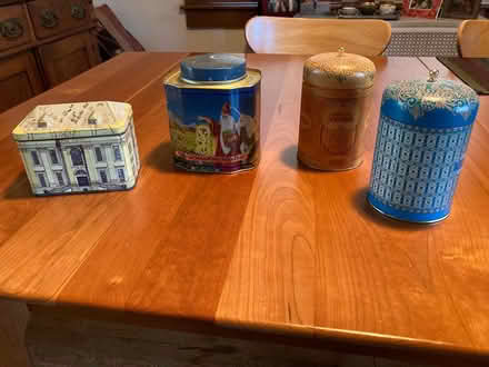 Photo of free box of decorative tins (Brookland) #2