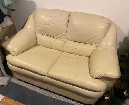 Photo of free Cream leather sofa (PE1 Dogsthorpe) #1