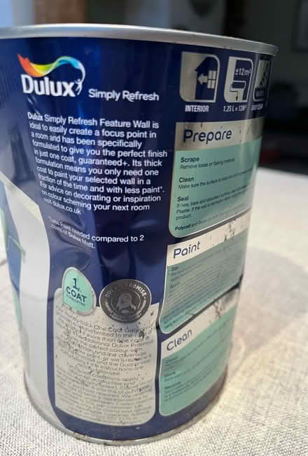 Photo of free Dulux 1 coat 1.25l (Bexley DA5) #3
