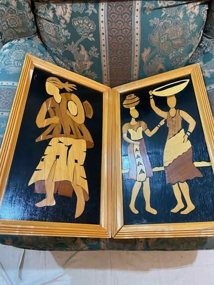 Photo of free 2 framed wooden African art (Woodside CR0) #1
