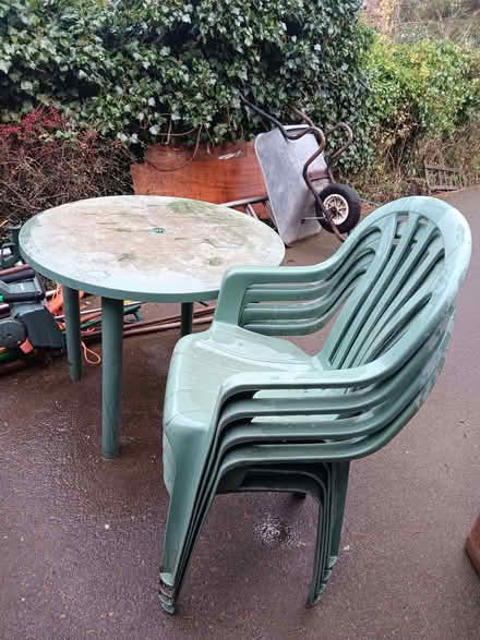 Photo of free Green Garden Table and Four Chairs (Ticknall DE73) #1