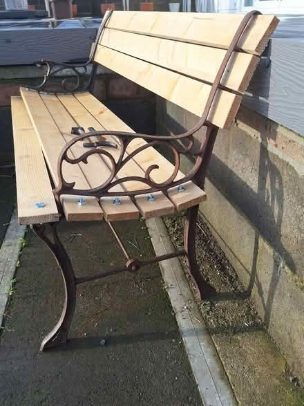 Photo of Pair of cast iron garden bench ends (Brixham TQ59) #1