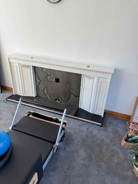 Photo of free White fireplace surround with black back (Matlock DE4) #1