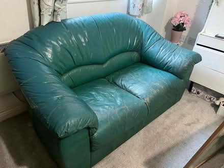 Photo of free turquoise leather sofa (Exeter - opp prison ex4 4hl) #2