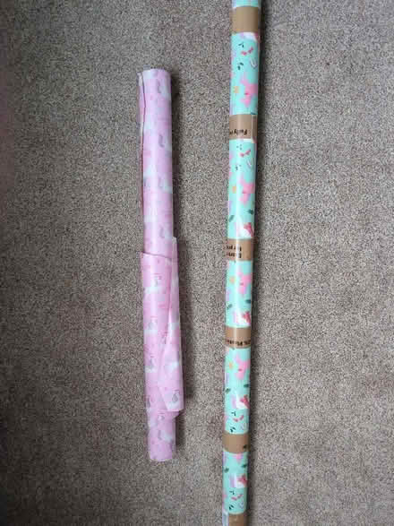 Photo of free Two rolls of unicorn Christmas wrapping paper (Upthorpe GL11) #1
