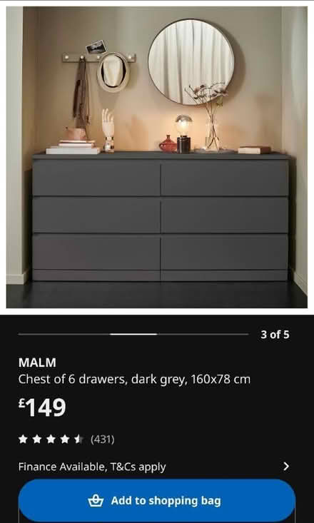 Photo of free Malm 6 chest of drawers black (East Dulwich SE22) #1
