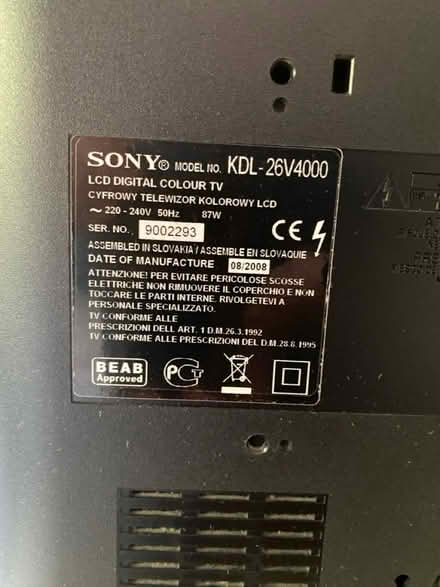 Photo of free Sony Bravia tv 26 inch (Brooke/kirstead NR15) #3