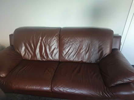 Photo of free 4 Three-Seater Leather Sofas & 1 Two-Seater Fabric Sofa (Olive Grove BD8) #1