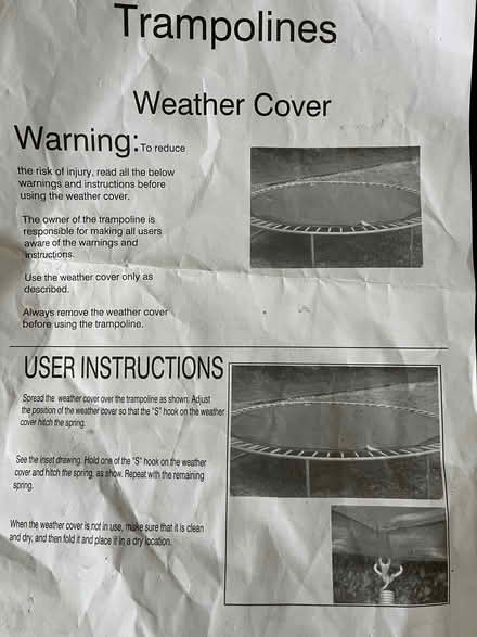 Photo of free 2.40 m trampoline weather cover (Molesey KT8) #1