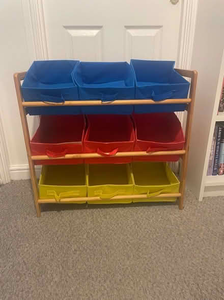 Photo of free Small rack with 9x canvas boxes (Shefford Hardwick SG17) #1