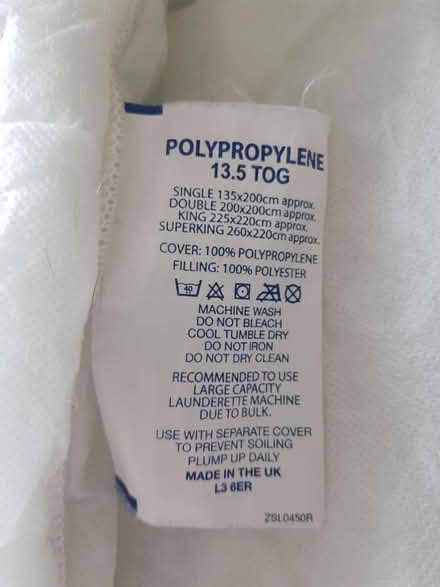 Photo of free 13.5 Tog King Size Duvet (Nottingham NG8) #2