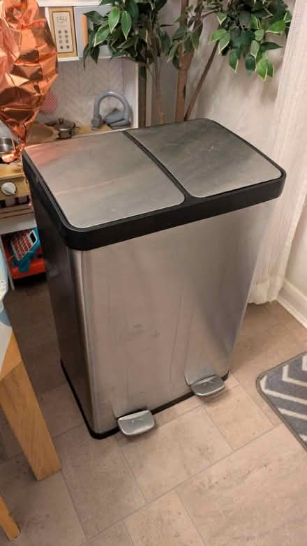 Photo of free Silver metal kitchen recycling bin (East Hunsbury, Northampton) #1