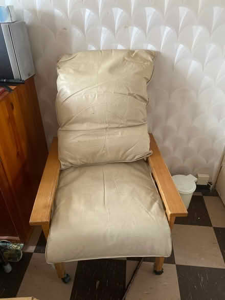 Photo of free Wooden chair on wheels (Brixton Sw2 1SX) #1