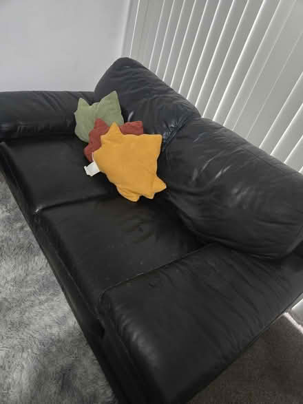 Photo of free Black leather 2 seater sofa (St asaph LL17) #1
