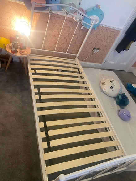 Photo of free Single white metal bed frame (Bushey Arches WD23) #2