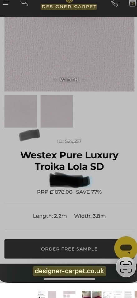 Photo of free Carpet remnant 2.2x1.09 (Solihull B91) #2