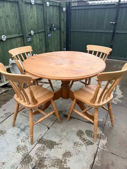 Photo of free Pine table and 4 chairs (Thornley DH6) #1