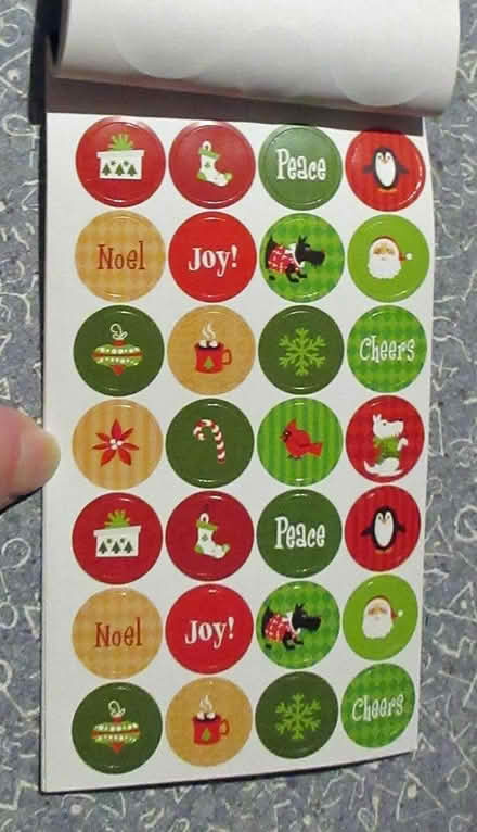 Photo of free booklet of small holiday stickers (North Cambridge) #3