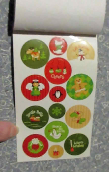 Photo of free booklet of small holiday stickers (North Cambridge) #2