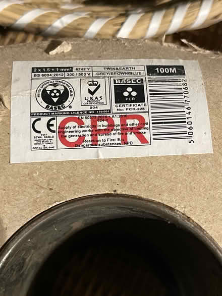 Photo of free Reel of electrical cable /part used (Heswall CH60) #1