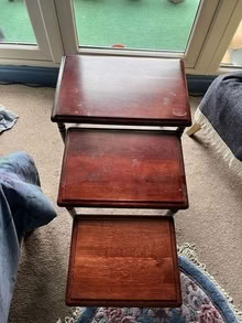 Photo of free Nest of three Mahogany tables (Cabinteely) #1