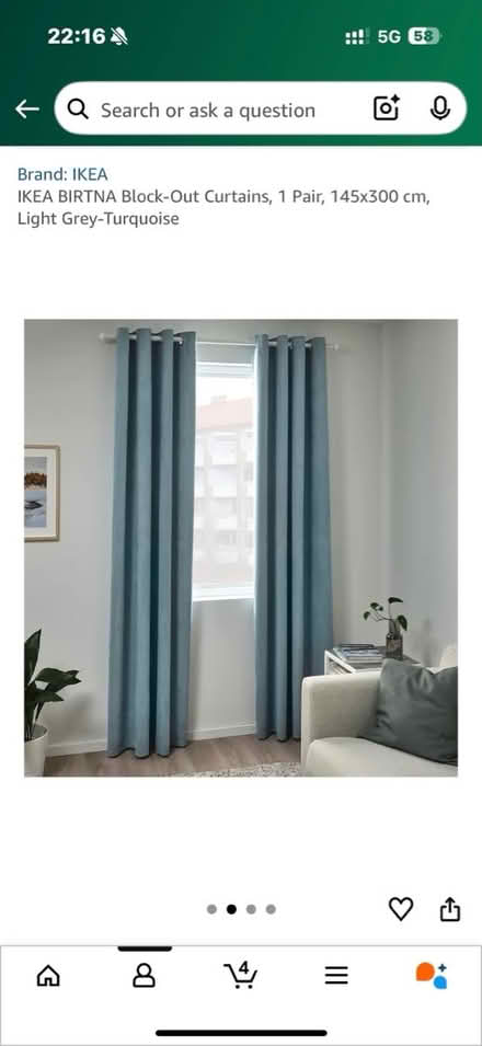 Photo of free Ikea birtna blackout curtains blue (Notting Hill W9) #1