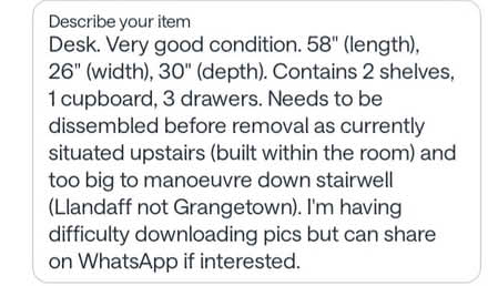 Photo of free Desk (Cardiff (Llandaf North)) #3