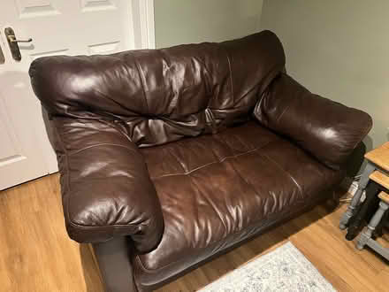 Photo of free Brown leather sofa (Dinnington S25) #1