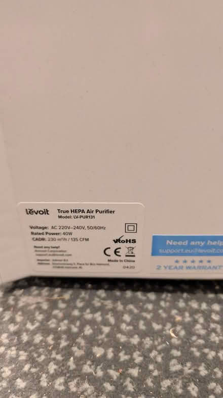 Photo of free Levoit air purifier (Hatton Wall, EC1N) #4