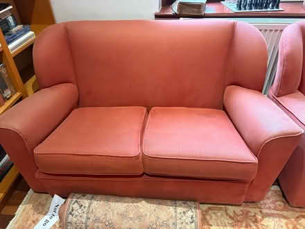 Photo of free Terracotta sofa and two matching arm chairs (Radlett WD7) #1