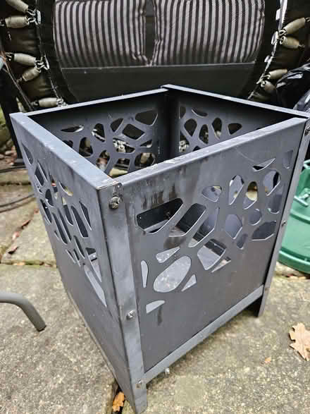 Photo of free Steel fire pit 26cm x 26cm x 40cm high, hardly used (Greenwich SE10) #1