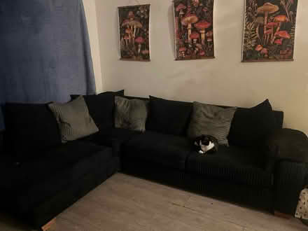 Photo of free Black and grey corner sofa (Merseyside) #1