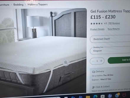 Photo of free King size mattress topper 10cm deep (Anerley SE20) #1