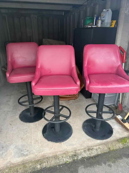 Photo of free 3 x Bar Stool Red Leather Sturdy (Kingswood BS15) #1