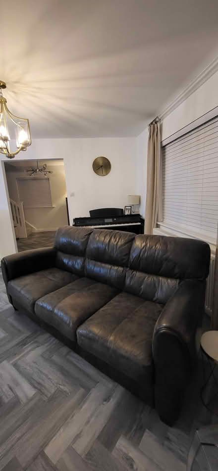 Photo of free Brown leather sofa (Tonbridge TN10) #2