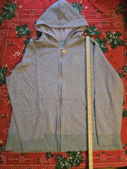 Photo of free Gray Hoodie w/ Pink Hearts (West 7th) #2