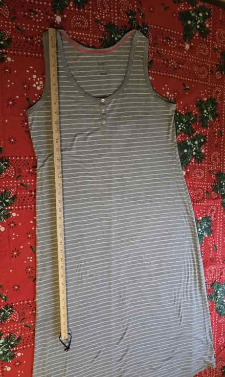 Photo of free Gray & White Striped Maxi Dress (L) (West 7th) #1